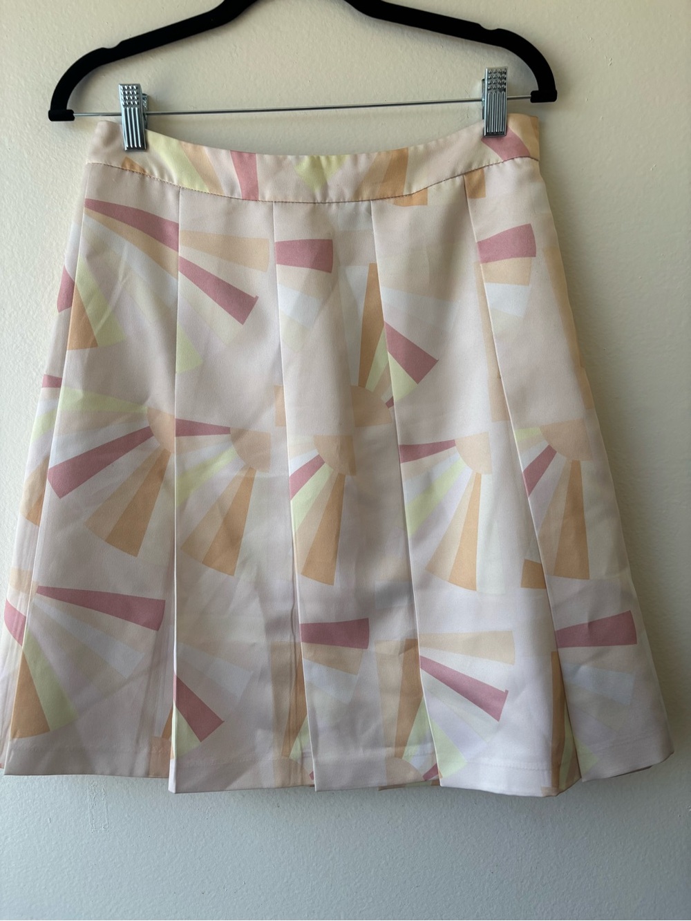 Club Monaco Pastel Geometric Pleated Skirt - Pink, Cream & Yellow